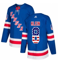 Men's Adidas New York Rangers #8 Kevin Klein Authentic Royal Blue USA Flag Fashion NHL Jersey
