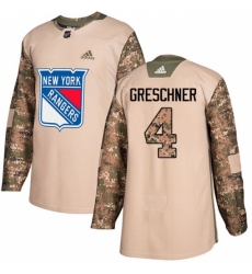 Youth Adidas New York Rangers #4 Ron Greschner Authentic Camo Veterans Day Practice NHL Jersey