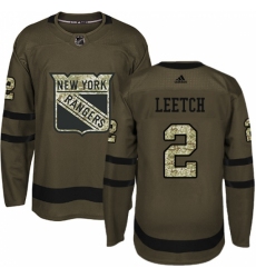 Men's Adidas New York Rangers #2 Brian Leetch Premier Green Salute to Service NHL Jersey