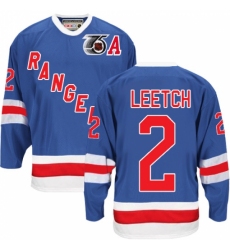 Men's CCM New York Rangers #2 Brian Leetch Premier Royal Blue 75TH Throwback NHL Jersey