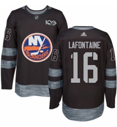 Men's Adidas New York Islanders #16 Pat LaFontaine Authentic Black 1917-2017 100th Anniversary NHL Jersey