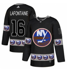 Men's Adidas New York Islanders #16 Pat LaFontaine Authentic Black Team Logo Fashion NHL Jersey