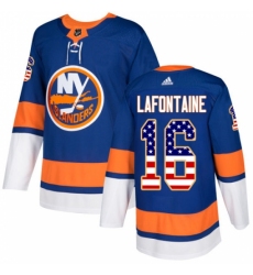 Men's Adidas New York Islanders #16 Pat LaFontaine Authentic Royal Blue USA Flag Fashion NHL Jersey