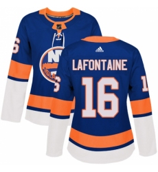 Women's Adidas New York Islanders #16 Pat LaFontaine Premier Royal Blue Home NHL Jersey