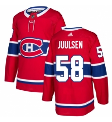 Men's Adidas Montreal Canadiens #58 Noah Juulsen Premier Red Home NHL Jersey