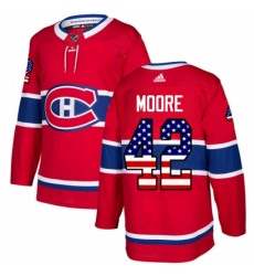 Men's Adidas Montreal Canadiens #42 Dominic Moore Authentic Red USA Flag Fashion NHL Jersey