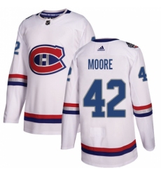 Men's Adidas Montreal Canadiens #42 Dominic Moore Authentic White 2017 100 Classic NHL Jersey