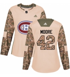 Women's Adidas Montreal Canadiens #42 Dominic Moore Authentic Camo Veterans Day Practice NHL Jersey