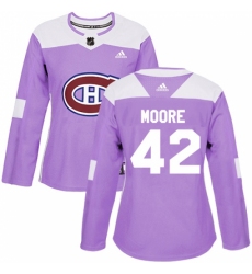 Women's Adidas Montreal Canadiens #42 Dominic Moore Authentic Purple Fights Cancer Practice NHL Jersey