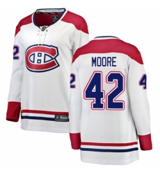 Women's Montreal Canadiens #42 Dominic Moore Authentic White Away Fanatics Branded Breakaway NHL Jersey