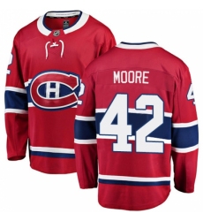 Youth Montreal Canadiens #42 Dominic Moore Authentic Red Home Fanatics Branded Breakaway NHL Jersey