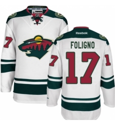 Women's Reebok Minnesota Wild #17 Marcus Foligno Authentic White Away NHL Jersey