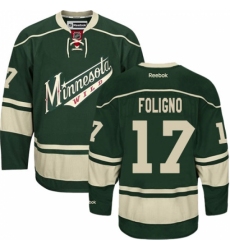 Youth Reebok Minnesota Wild #17 Marcus Foligno Premier Green Third NHL Jersey