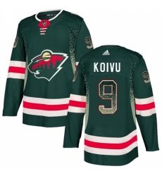 Men's Adidas Minnesota Wild #9 Mikko Koivu Authentic Green Drift Fashion NHL Jersey
