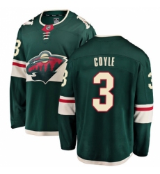 Men's Minnesota Wild #3 Charlie Coyle Authentic Green Home Fanatics Branded Breakaway NHL Jersey
