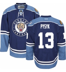 Men's Reebok Florida Panthers #13 Mark Pysyk Premier Navy Blue Third NHL Jersey