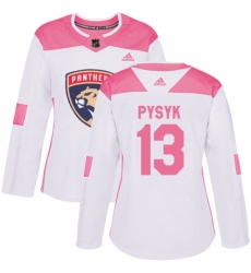 Women's Adidas Florida Panthers #13 Mark Pysyk Authentic White/Pink Fashion NHL Jersey