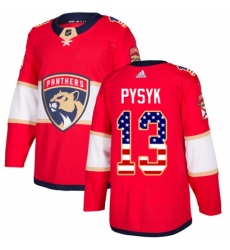 Youth Adidas Florida Panthers #13 Mark Pysyk Authentic Red USA Flag Fashion NHL Jersey