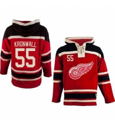 Men's Old Time Hockey Detroit Red Wings #55 Niklas Kronwall Premier Red Sawyer Hooded Sweatshirt NHL Jersey