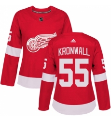 Women's Adidas Detroit Red Wings #55 Niklas Kronwall Premier Red Home NHL Jersey