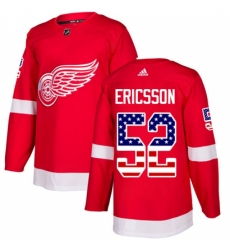 Men's Adidas Detroit Red Wings #52 Jonathan Ericsson Authentic Red USA Flag Fashion NHL Jersey