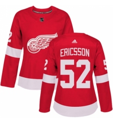 Women's Adidas Detroit Red Wings #52 Jonathan Ericsson Premier Red Home NHL Jersey