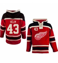 Men's Old Time Hockey Detroit Red Wings #43 Darren Helm Premier Red Sawyer Hooded Sweatshirt NHL Jersey