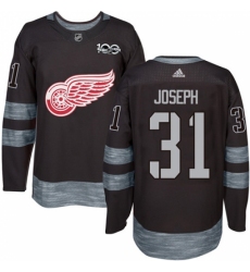 Men's Adidas Detroit Red Wings #31 Curtis Joseph Authentic Black 1917-2017 100th Anniversary NHL Jersey