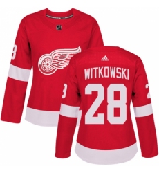 Women's Adidas Detroit Red Wings #28 Luke Witkowski Authentic Red Home NHL Jersey