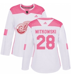 Women's Adidas Detroit Red Wings #28 Luke Witkowski Authentic White/Pink Fashion NHL Jersey