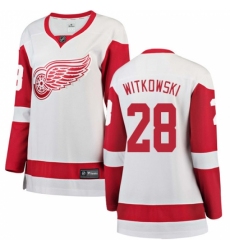 Women's Detroit Red Wings #28 Luke Witkowski Authentic White Away Fanatics Branded Breakaway NHL Jersey