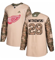 Youth Adidas Detroit Red Wings #28 Luke Witkowski Authentic Camo Veterans Day Practice NHL Jersey