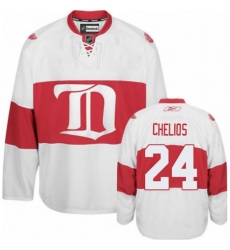 Men's Reebok Detroit Red Wings #24 Chris Chelios Authentic White Third NHL Jersey