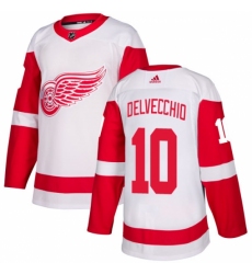 Men's Adidas Detroit Red Wings #10 Alex Delvecchio Authentic White Away NHL Jersey