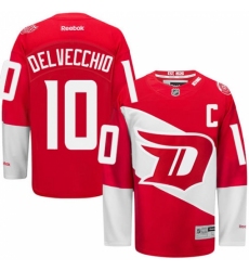 Men's Reebok Detroit Red Wings #10 Alex Delvecchio Premier Red 2016 Stadium Series NHL Jersey