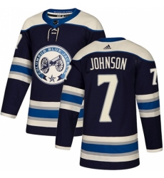 Men's Adidas Columbus Blue Jackets #7 Jack Johnson Authentic Navy Blue Alternate NHL Jersey