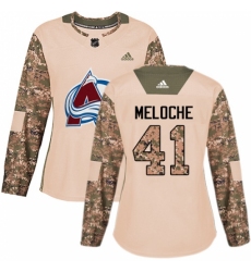 Women's Adidas Colorado Avalanche #41 Nicolas Meloche Authentic Camo Veterans Day Practice NHL Jersey