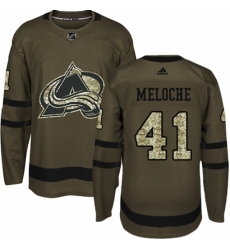 Youth Adidas Colorado Avalanche #41 Nicolas Meloche Authentic Green Salute to Service NHL Jersey