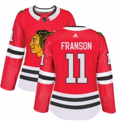 Women's Adidas Chicago Blackhawks #11 Cody Franson Authentic Red Home NHL Jersey