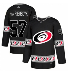 Men's Adidas Carolina Hurricanes #57 Trevor Van Riemsdyk Authentic Black Team Logo Fashion NHL Jersey