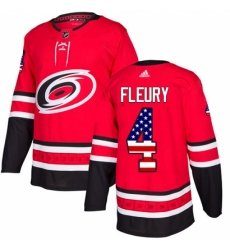 Youth Adidas Carolina Hurricanes #4 Haydn Fleury Authentic Red USA Flag Fashion NHL Jersey