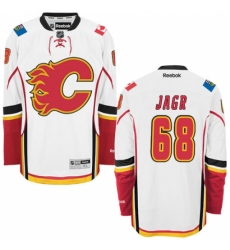 Men's Reebok Calgary Flames #68 Jaromir Jagr Authentic White Away NHL Jersey