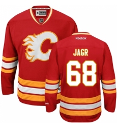 Men's Reebok Calgary Flames #68 Jaromir Jagr Premier Red Third NHL Jersey