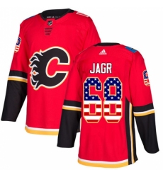 Youth Adidas Calgary Flames #68 Jaromir Jagr Authentic Red USA Flag Fashion NHL Jersey