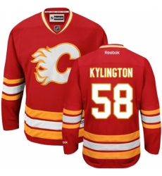 Men's Reebok Calgary Flames #58 Oliver Kylington Premier Red Third NHL Jersey