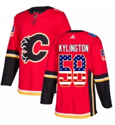Youth Adidas Calgary Flames #58 Oliver Kylington Authentic Red USA Flag Fashion NHL Jersey