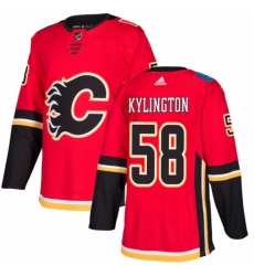 Youth Adidas Calgary Flames #58 Oliver Kylington Premier Red Home NHL Jersey
