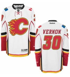 Youth Reebok Calgary Flames #30 Mike Vernon Authentic White Away NHL Jersey