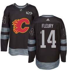 Men's Adidas Calgary Flames #14 Theoren Fleury Authentic Black 1917-2017 100th Anniversary NHL Jersey