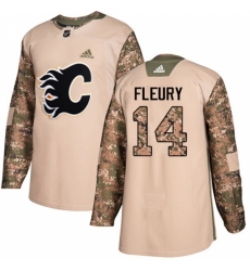 Men's Adidas Calgary Flames #14 Theoren Fleury Authentic Camo Veterans Day Practice NHL Jersey